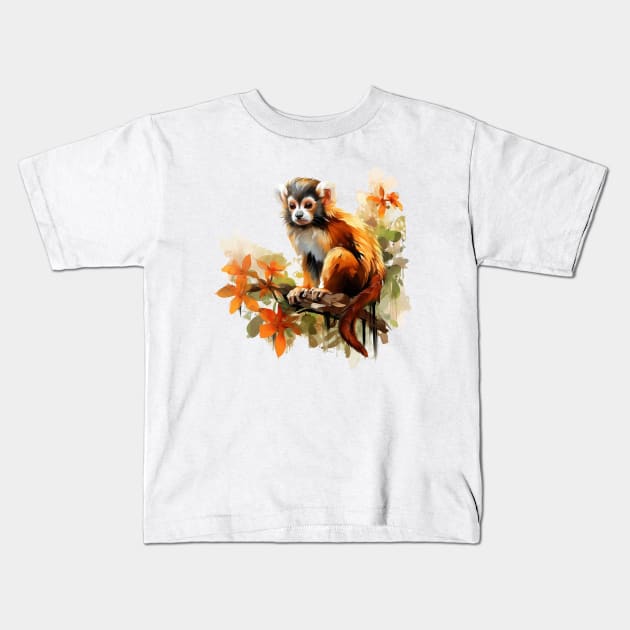 Squirrel Monkey Kids T-Shirt by zooleisurelife